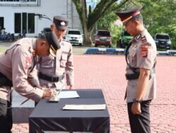 Kapolres Aceh Besar Pimpin Upacara Sertijab Kapolsek Montasik dan Kapolsek Pulo Aceh